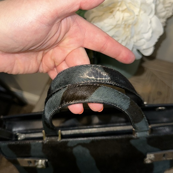 Sold Salvatore Ferragamo Calf Hair Blue & Black Tote Purse - Picture 5 of 14